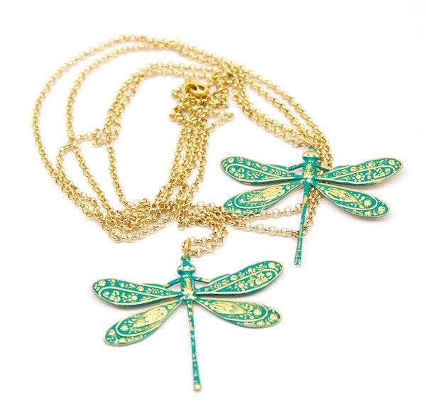 DOUBLE TURQUOISE DRAGONFLIES